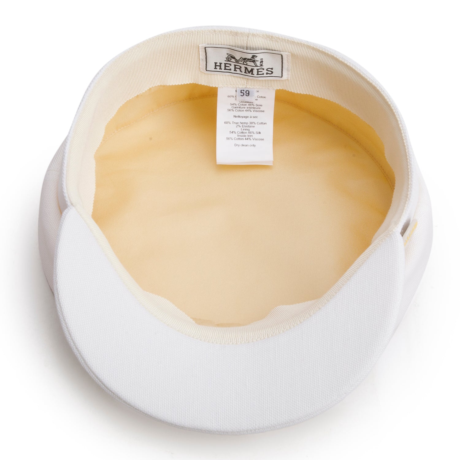 Hermes White Hemp/Cotton Cabourg en Finesse Newsboy Cap, Size 59