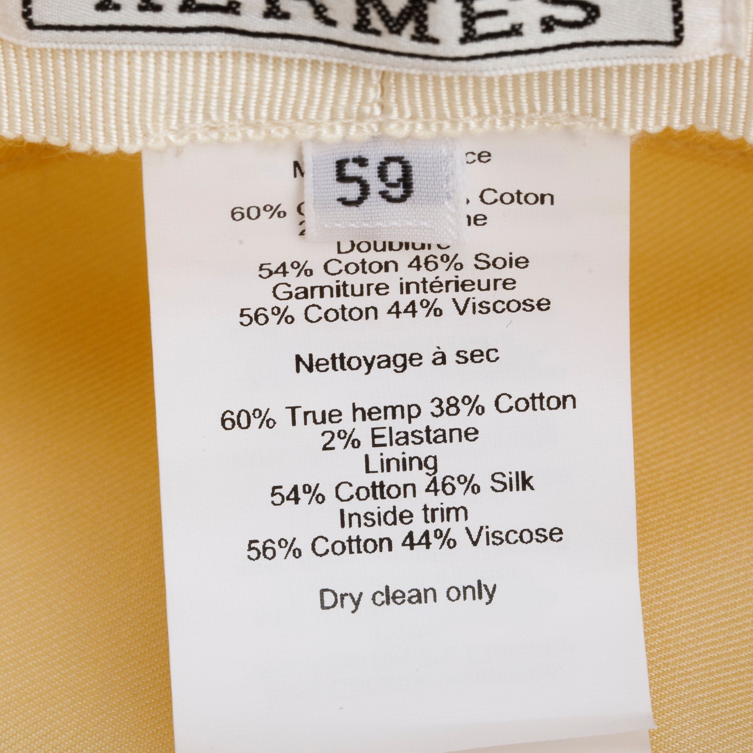 Hermes White Hemp/Cotton Cabourg en Finesse Newsboy Cap, Size 59