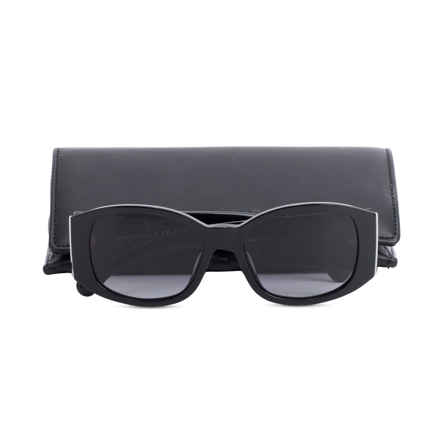 Chanel 5450-A Black Acetate Embroidered CC Square Sunglasses w/ Case