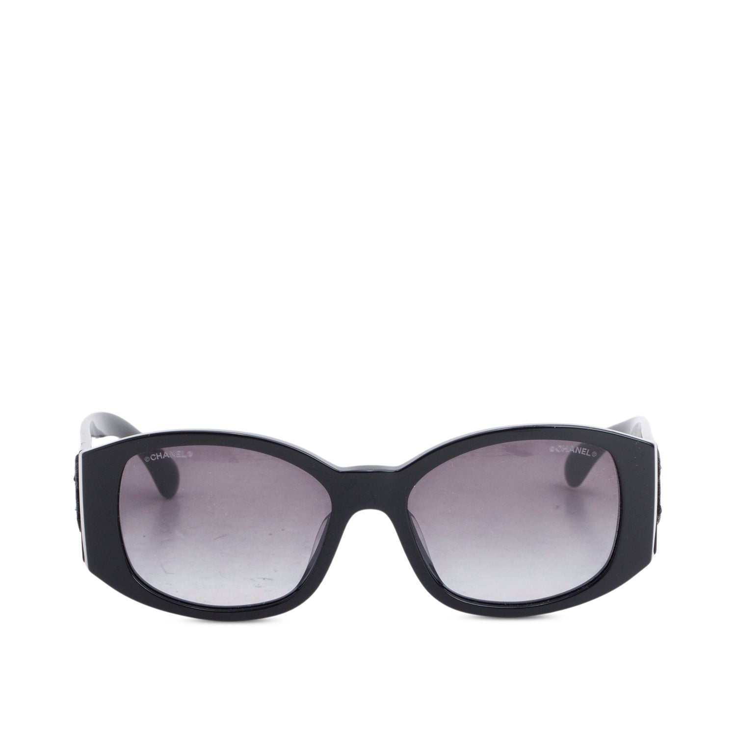 Chanel 5450-A Black Acetate Embroidered CC Square Sunglasses w/ Case