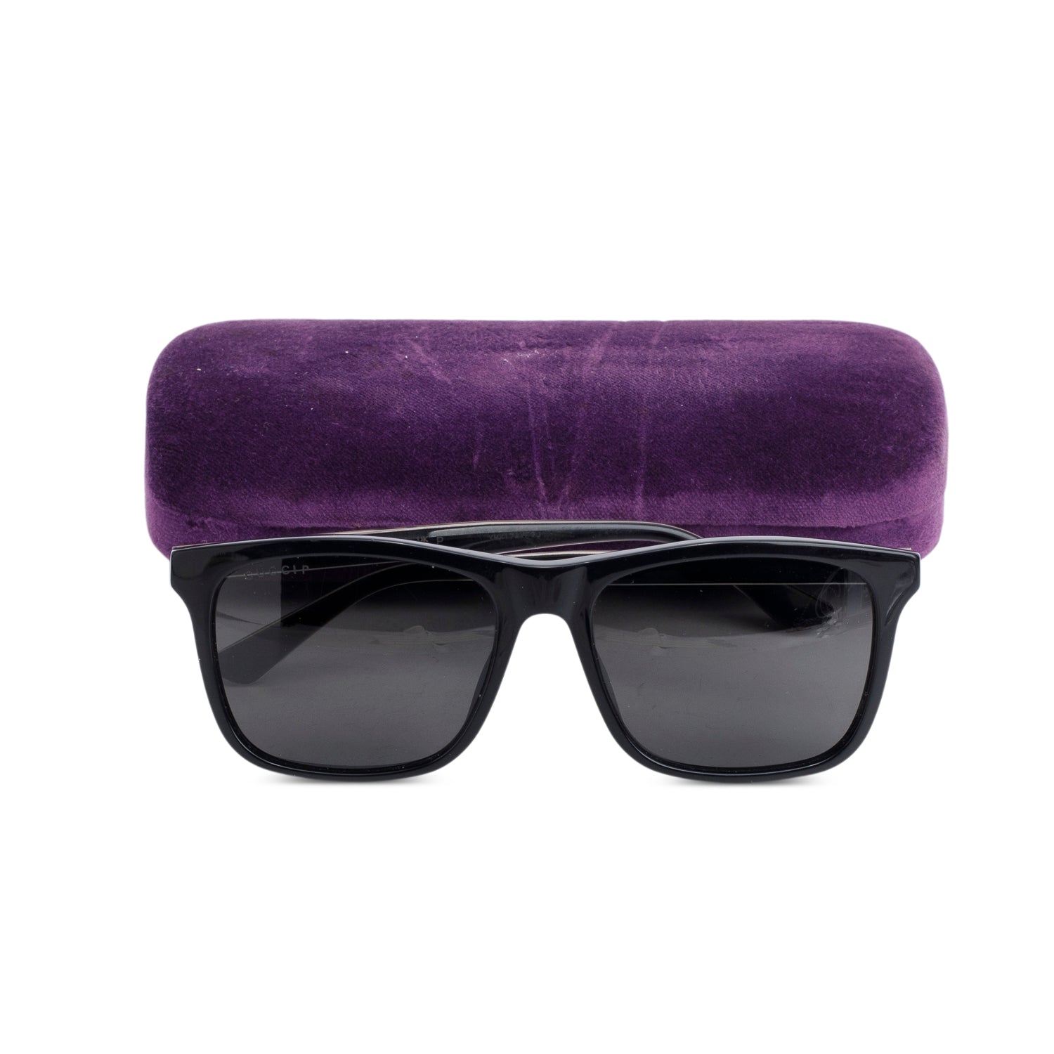 Gucci GG0381SN Black Acetate Web Square Sunglasses w/ Case