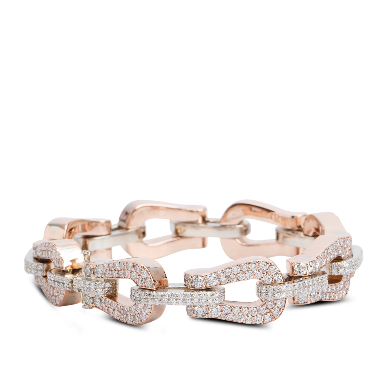 10k Rose & White Gold Pave Diamond Link Bracelet