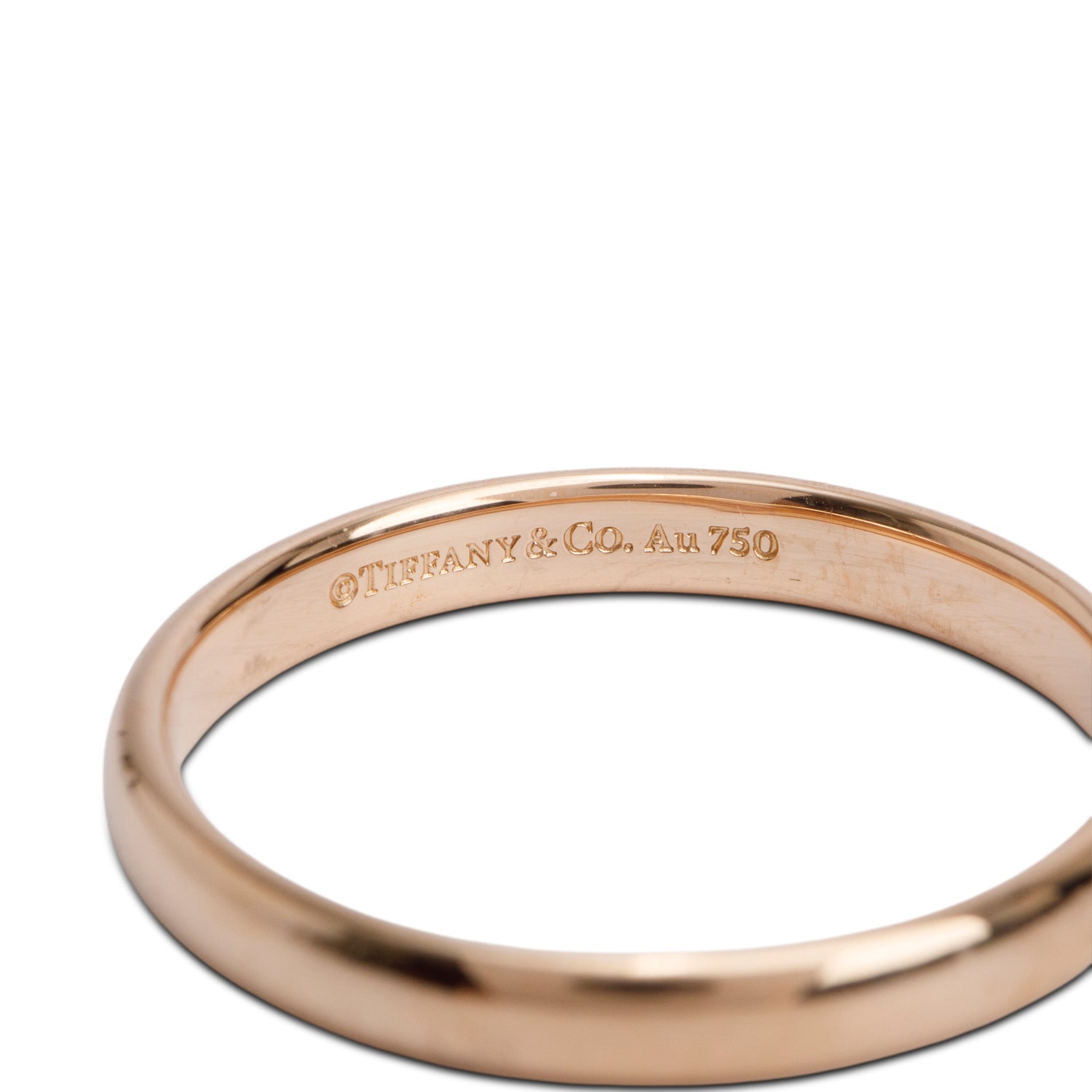 Tiffany & Co. 18k Rose Gold 3 MM Wedding Band Ring, Size 10.25