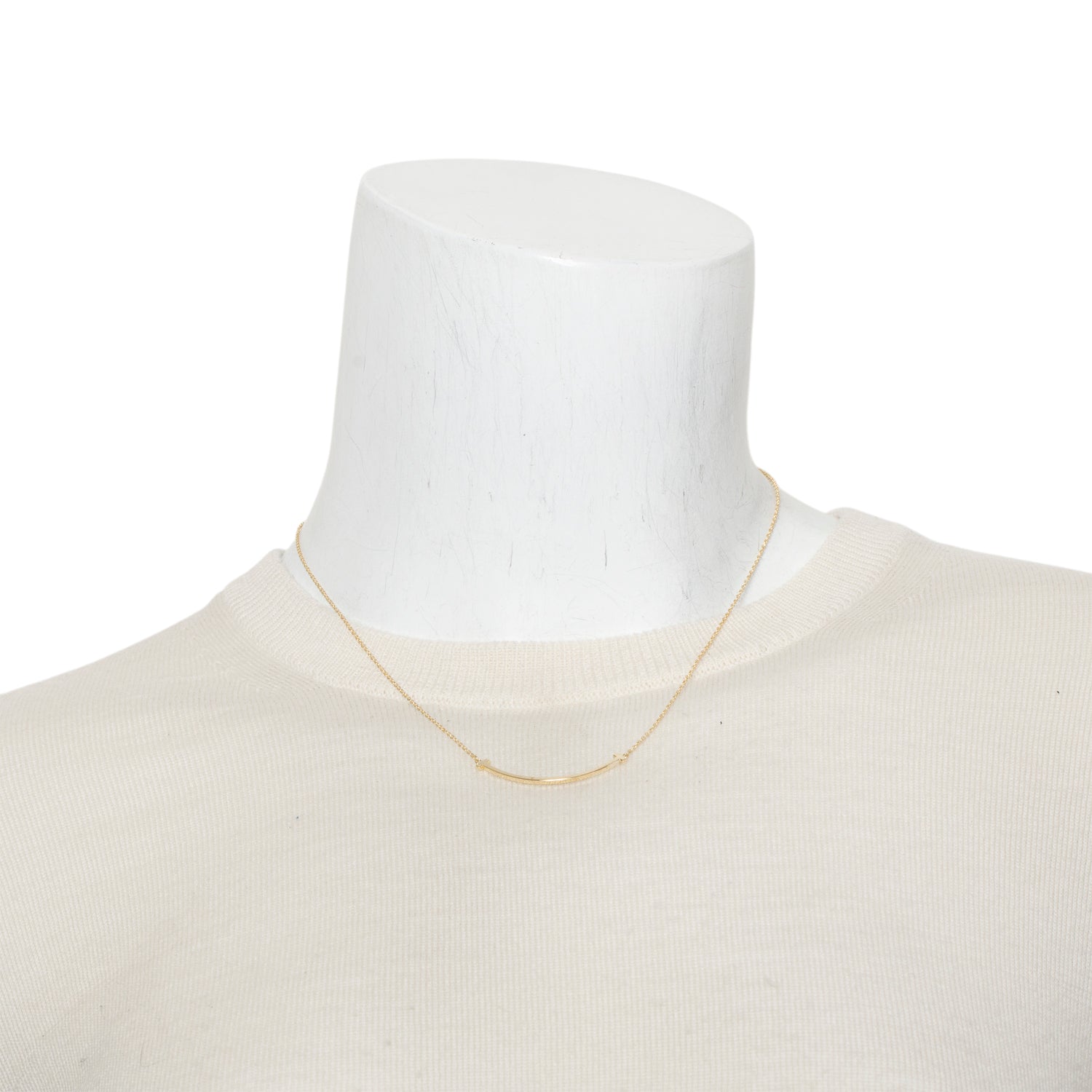 Tiffany & Co. 18k Yellow Gold Small T Smile Pendant Necklace w/ Box