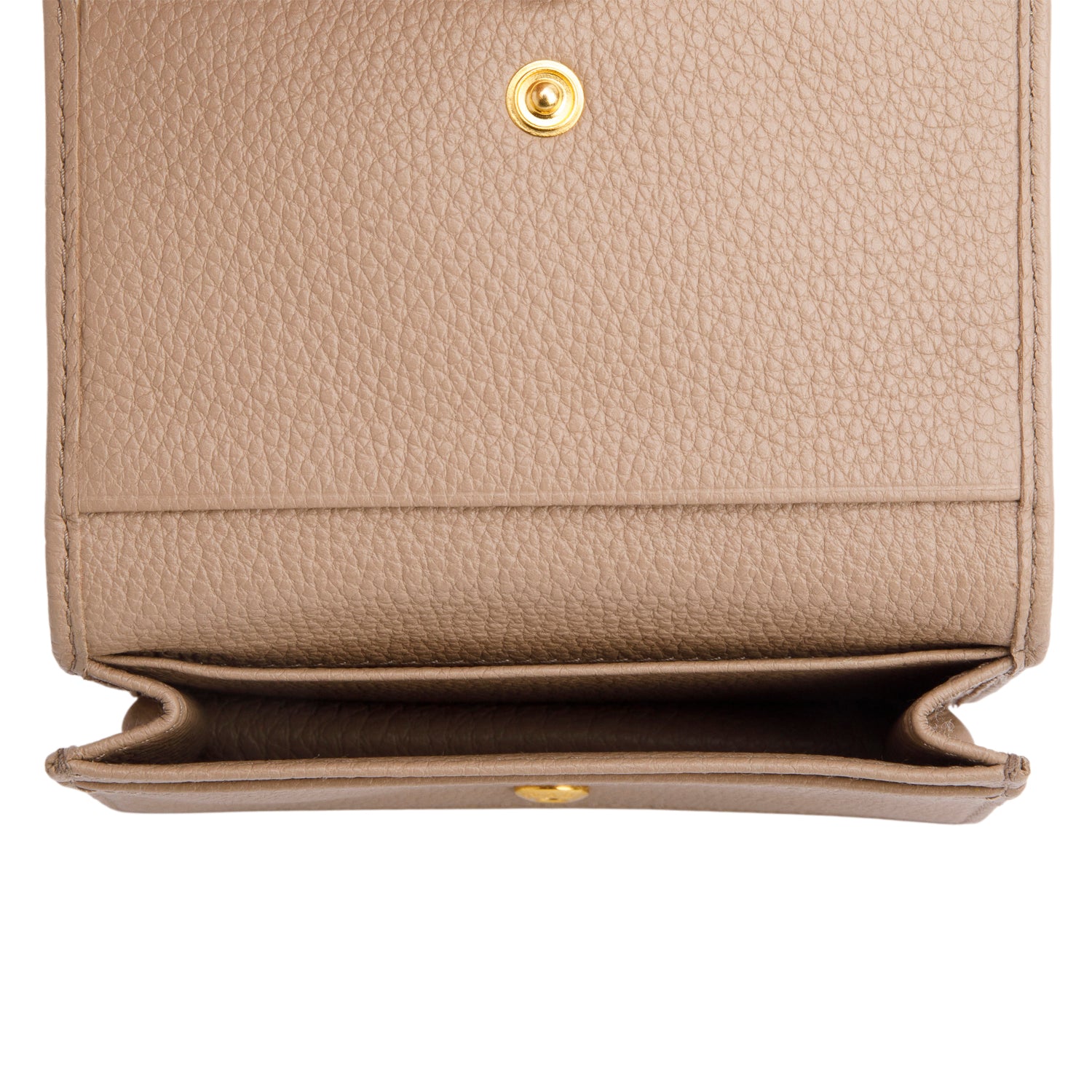 Prada Beige Vitello Grain Move Leather Flap Card Holder w/ Box