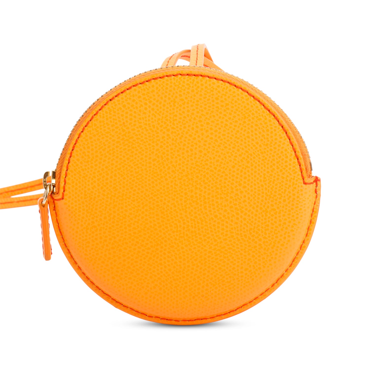 Jacquemus Orange Pebbled Leather Le Pitchou Circle Neck Pouch