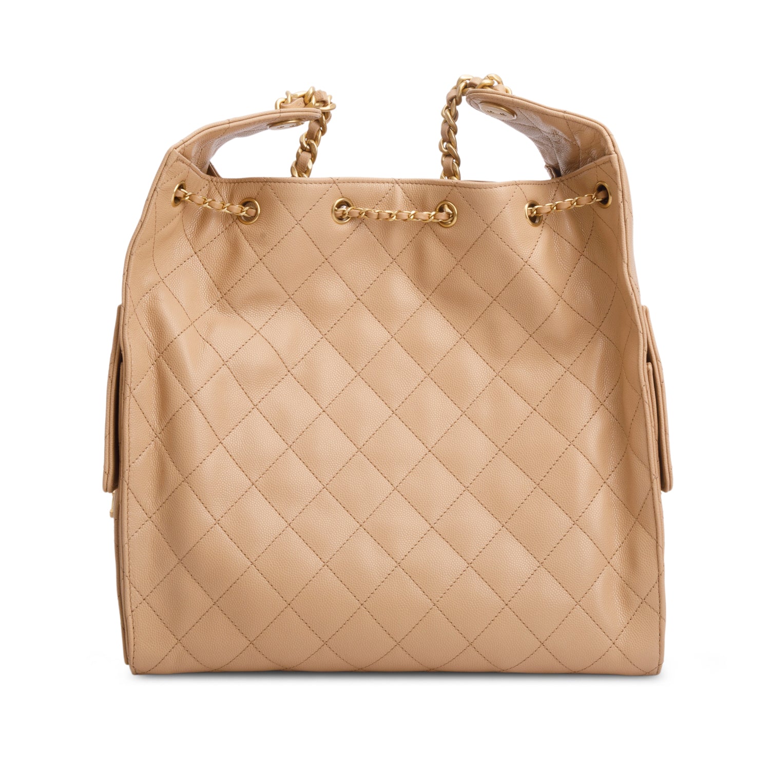 Chanel 2025 Beige Caviar Quilted Medium 25 Handbag w/ Box & Receipt
