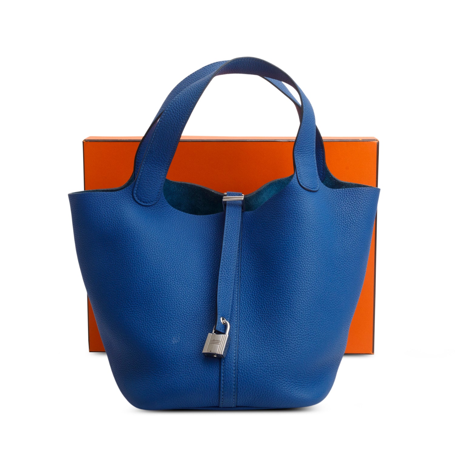 Hermes 2022 Bleu France Taurillon Clemence Picotin Lock 22 w/ Box