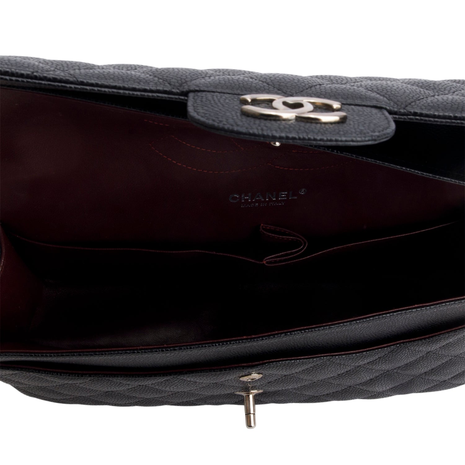 Chanel Black Caviar Jumbo Classic Double Flap Bag w/ Authenticity Card