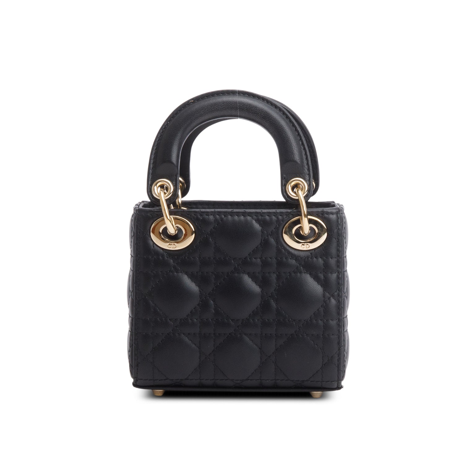Christian Dior 2023 Black Lambskin Cannage Micro Lady Dior w/ Box, Strap & Authenticity Card