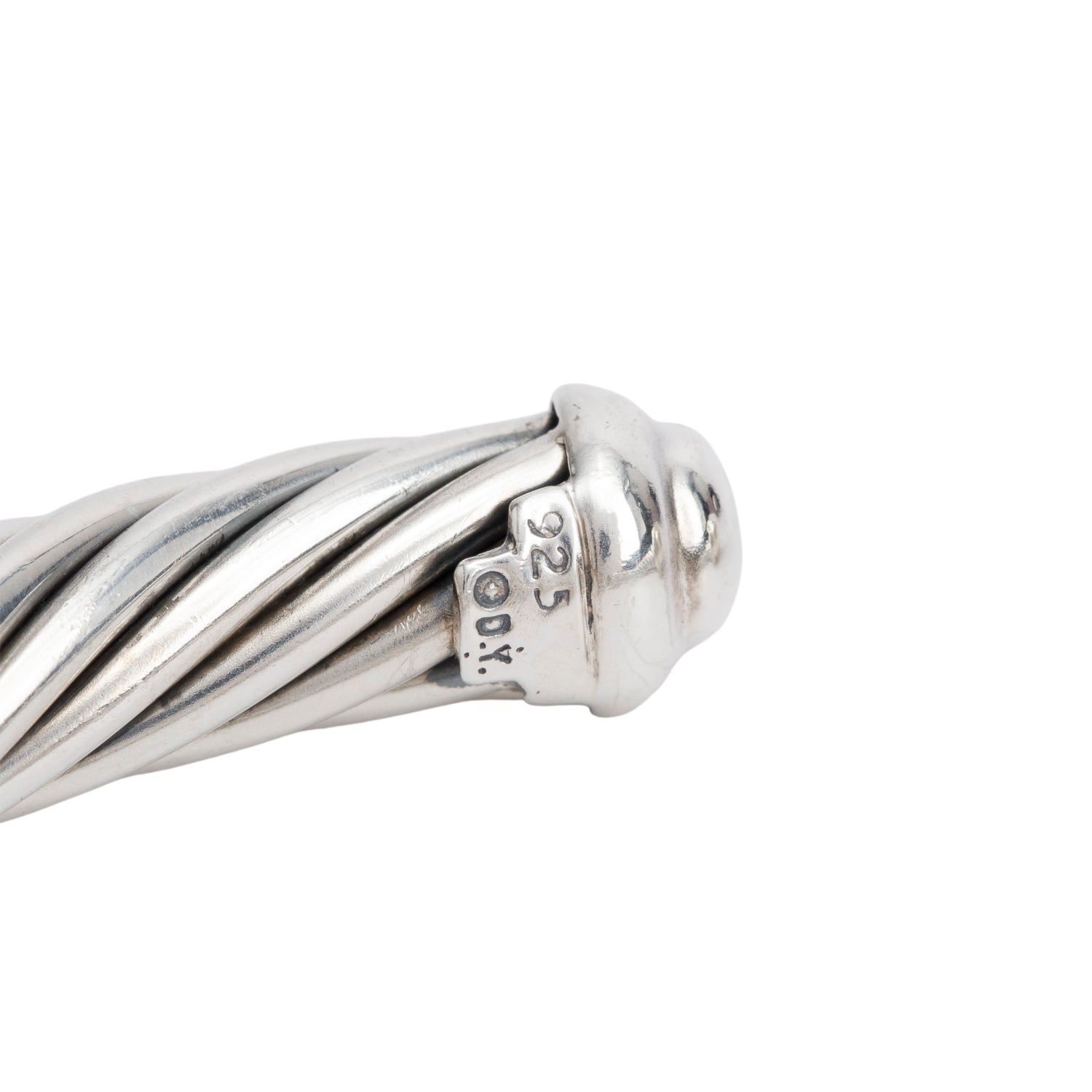 David Yurman Sterling Silver Diamond 7 MM Cable Buckle Cuff Bracelet