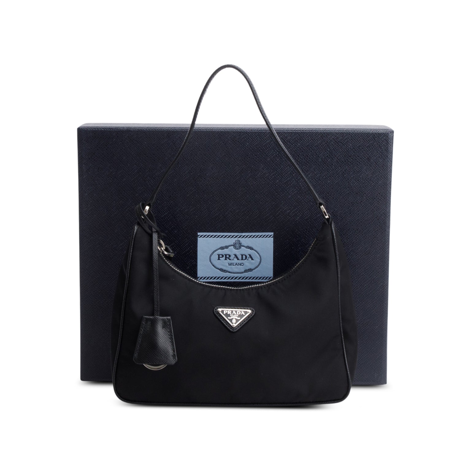 Prada 2024 Black Re-Edition 2005 Re-Nylon and Saffiano Mini Bag w/ Box & Receipt