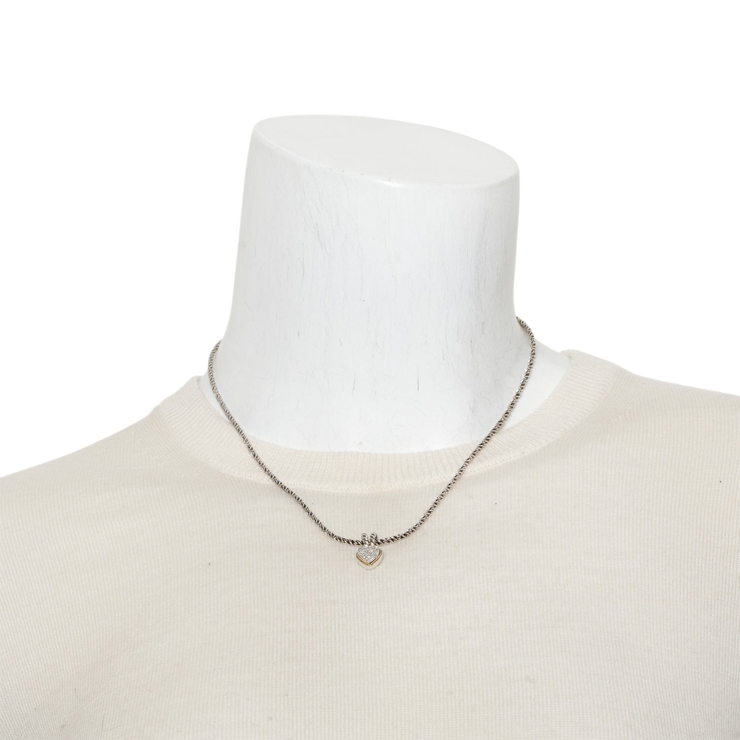 Effy Sterling Silver and 18k Yellow Gold Pave Diamond Heart Pendant Necklace w/ Box