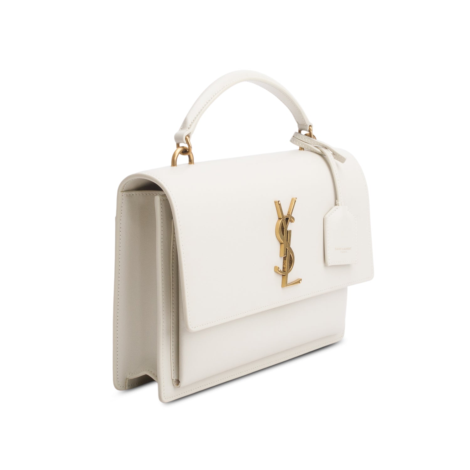 Saint Laurent 2021 Cream Smooth Calfskin Medium Monogram Sunset Satchel
