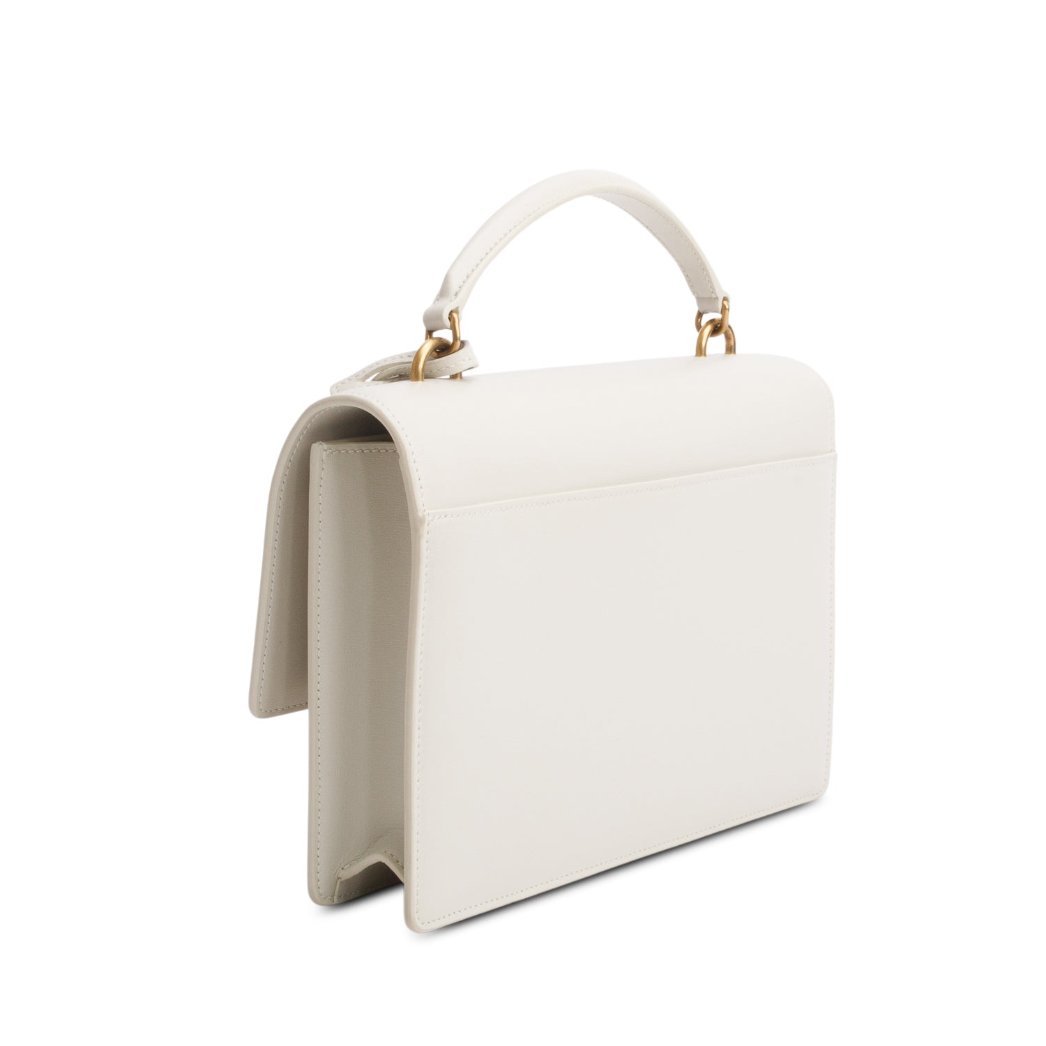 Saint Laurent 2021 Cream Smooth Calfskin Medium Monogram Sunset Satchel