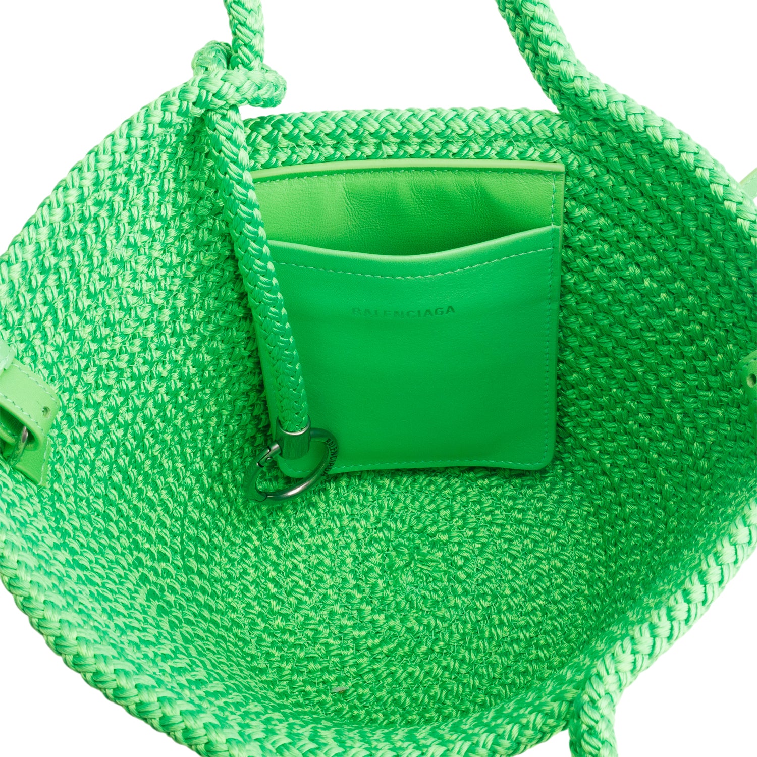 Balenciaga Green Lambskin Woven Small Ibiza Basket w/ Strap