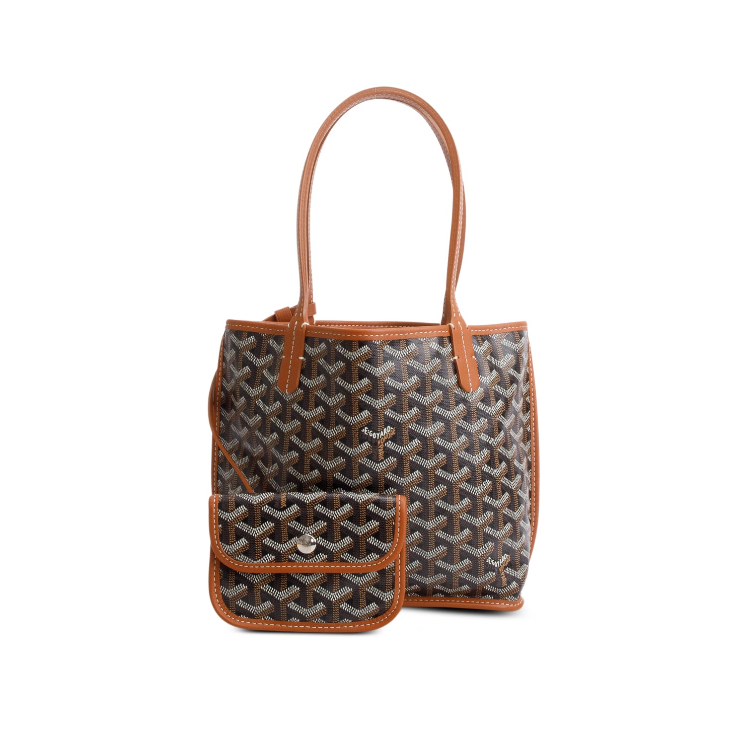 Goyard 2024 Brown Goyardine Reversible Mini Anjou w/ Pouch