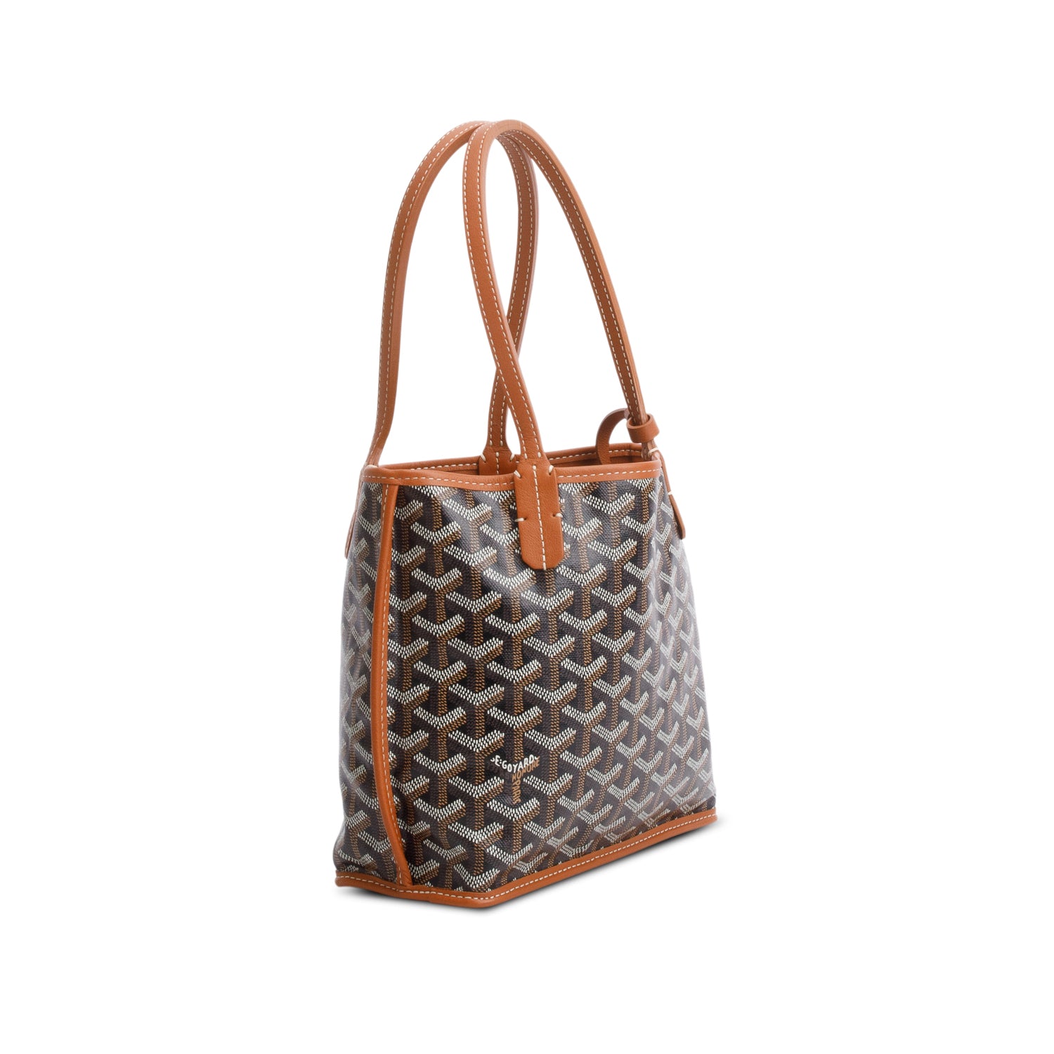 Goyard 2024 Brown Goyardine Reversible Mini Anjou w/ Pouch