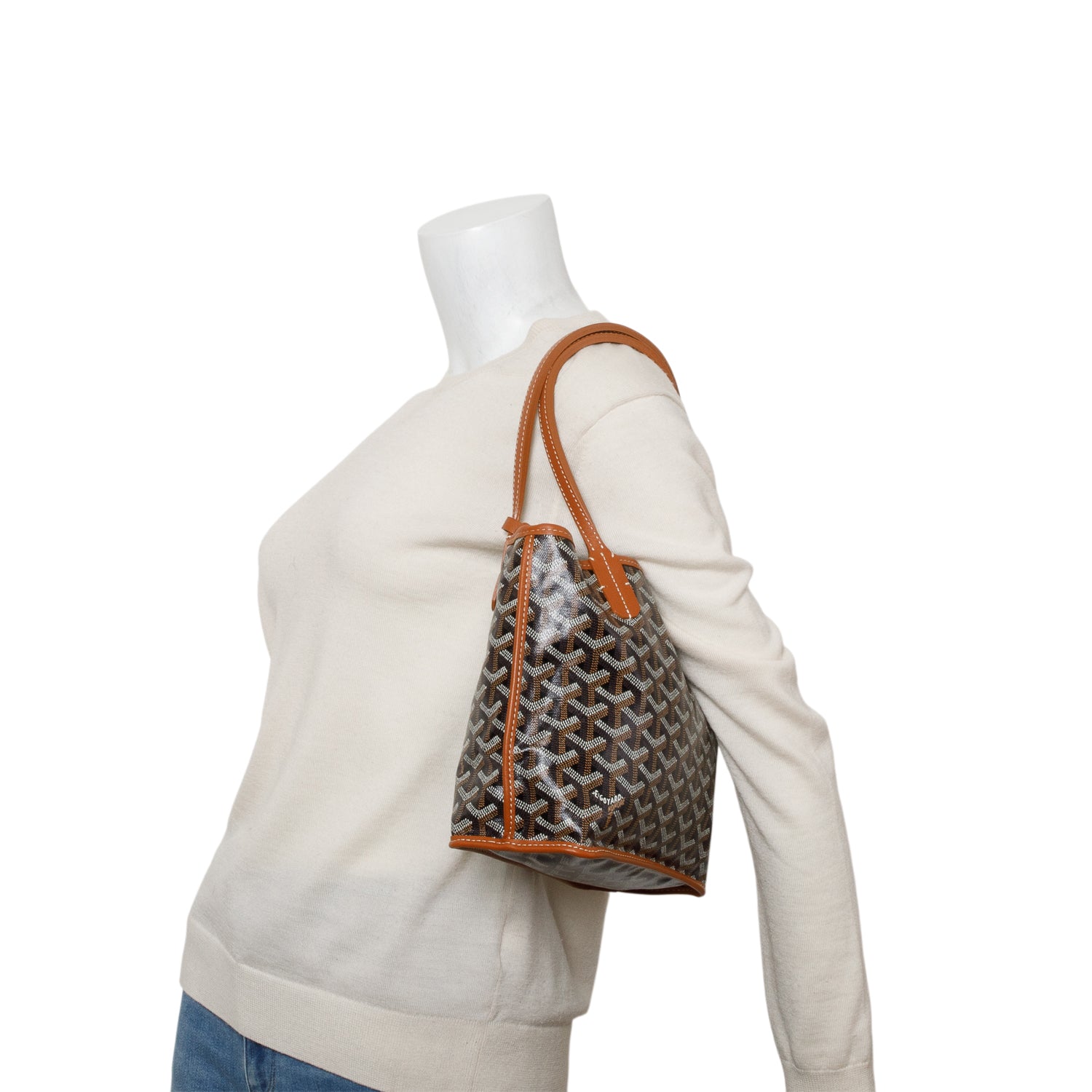 Goyard 2024 Brown Goyardine Reversible Mini Anjou w/ Pouch