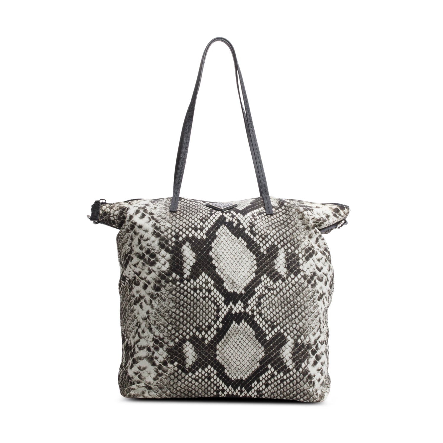 Prada Snake Print Tessuto Nylon Saffiano Tote Bag w/ Strap