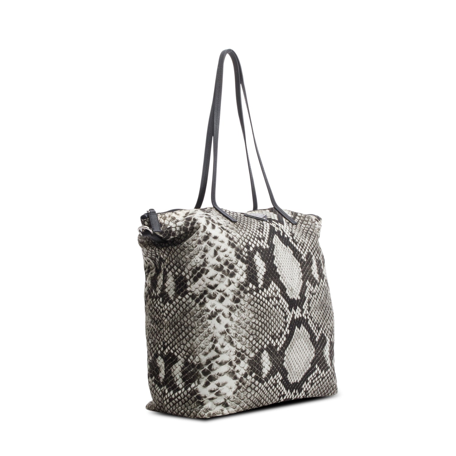 Prada Snake Print Tessuto Nylon Saffiano Tote Bag w/ Strap