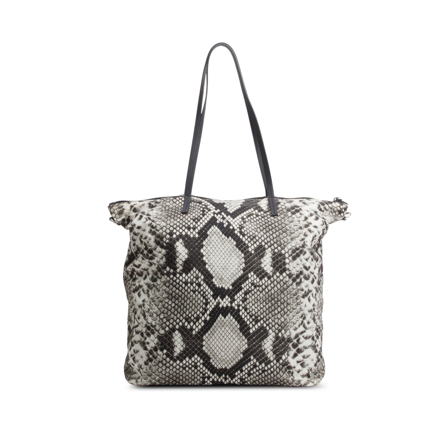 Prada Snake Print Tessuto Nylon Saffiano Tote Bag w/ Strap