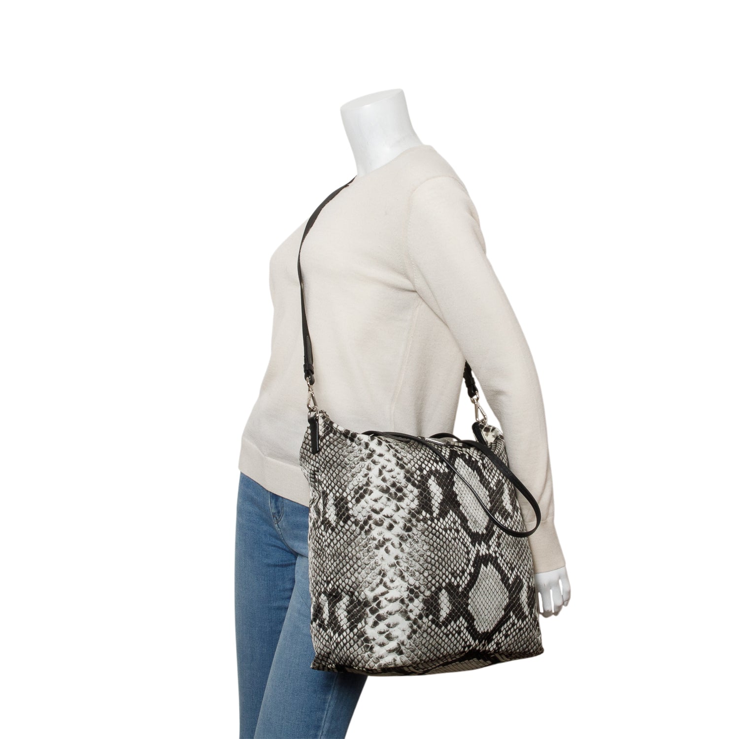 Prada Snake Print Tessuto Nylon Saffiano Tote Bag w/ Strap