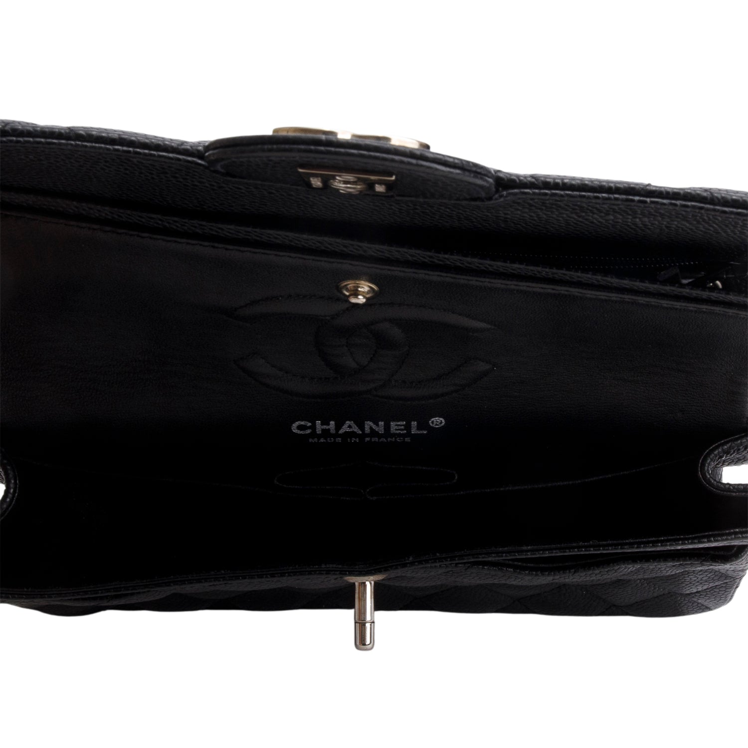 Chanel Black Caviar Quilted Small Double Flap Bag