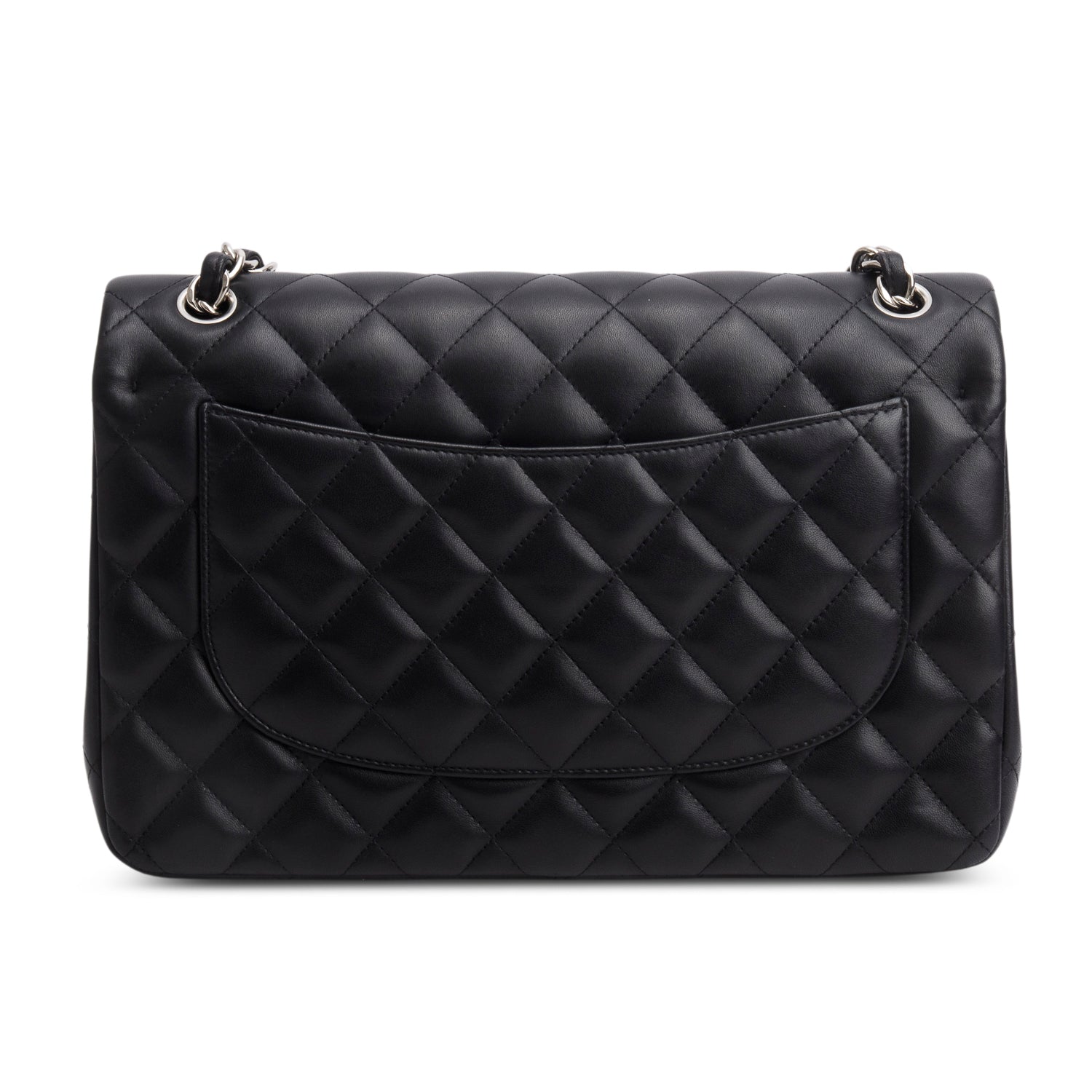 Chanel Black Quilted Lambskin Leather Classic Jumbo Double Flap Bag w/ Box & Authenticity Card