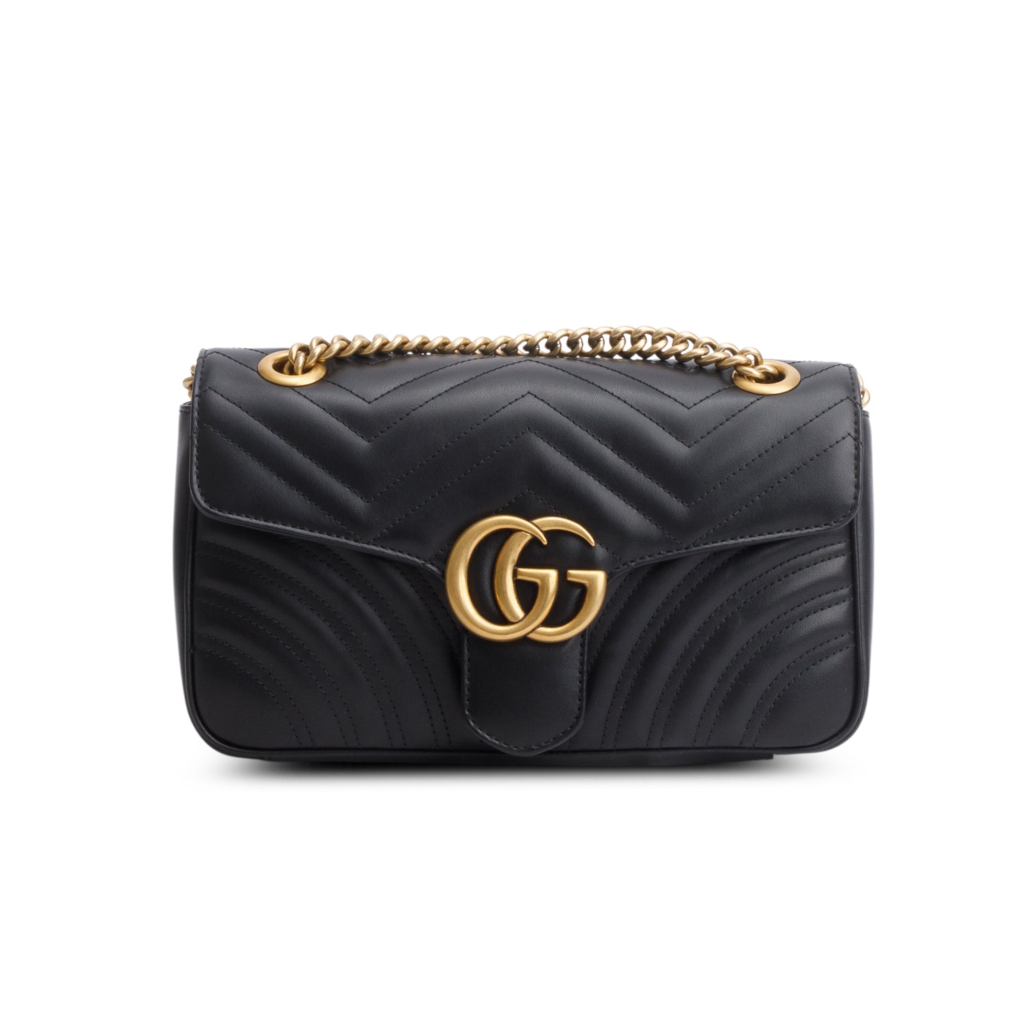 Gucci Black Matelasse Medium GG Marmont Shoulder Bag w/ Box