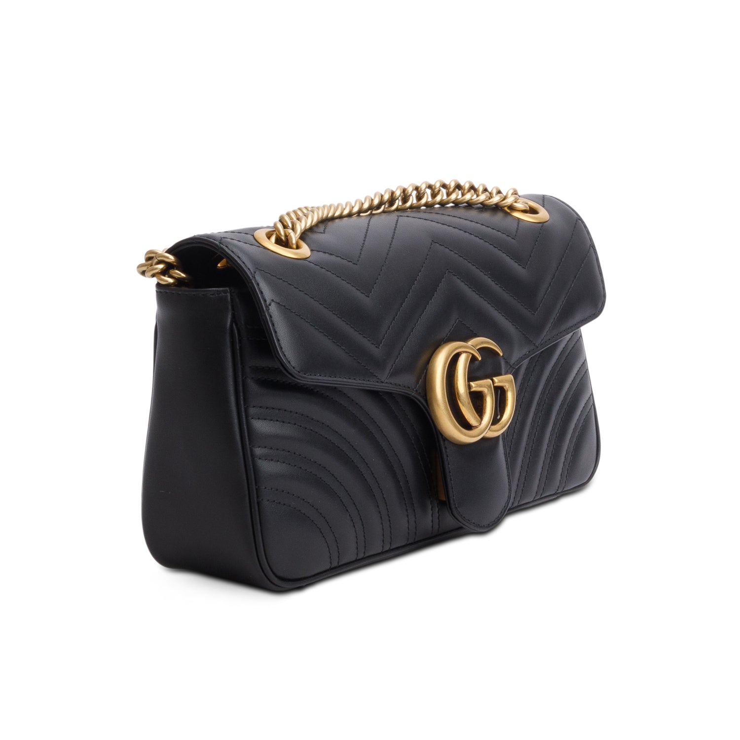 Gucci Black Matelasse Medium GG Marmont Shoulder Bag w/ Box