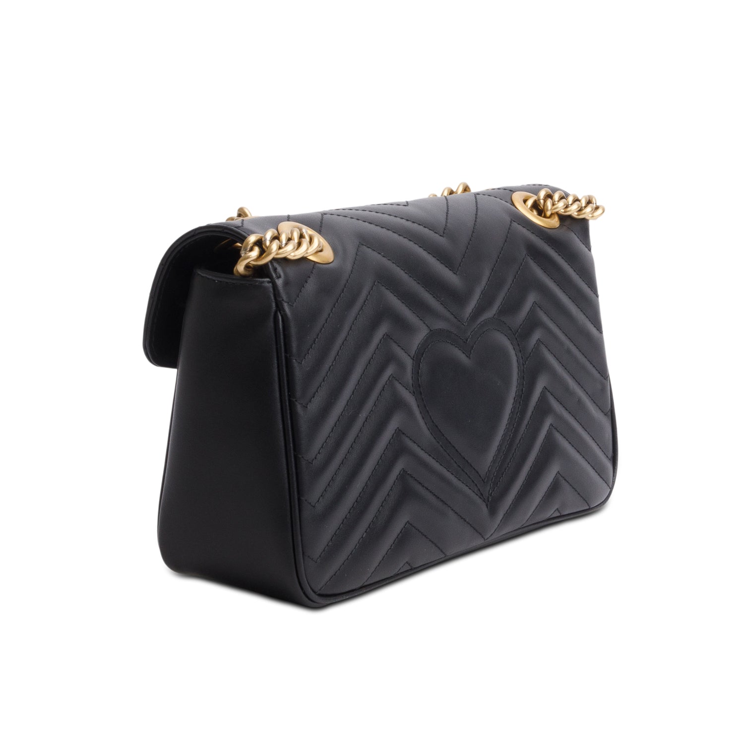 Gucci Black Matelasse Medium GG Marmont Shoulder Bag w/ Box