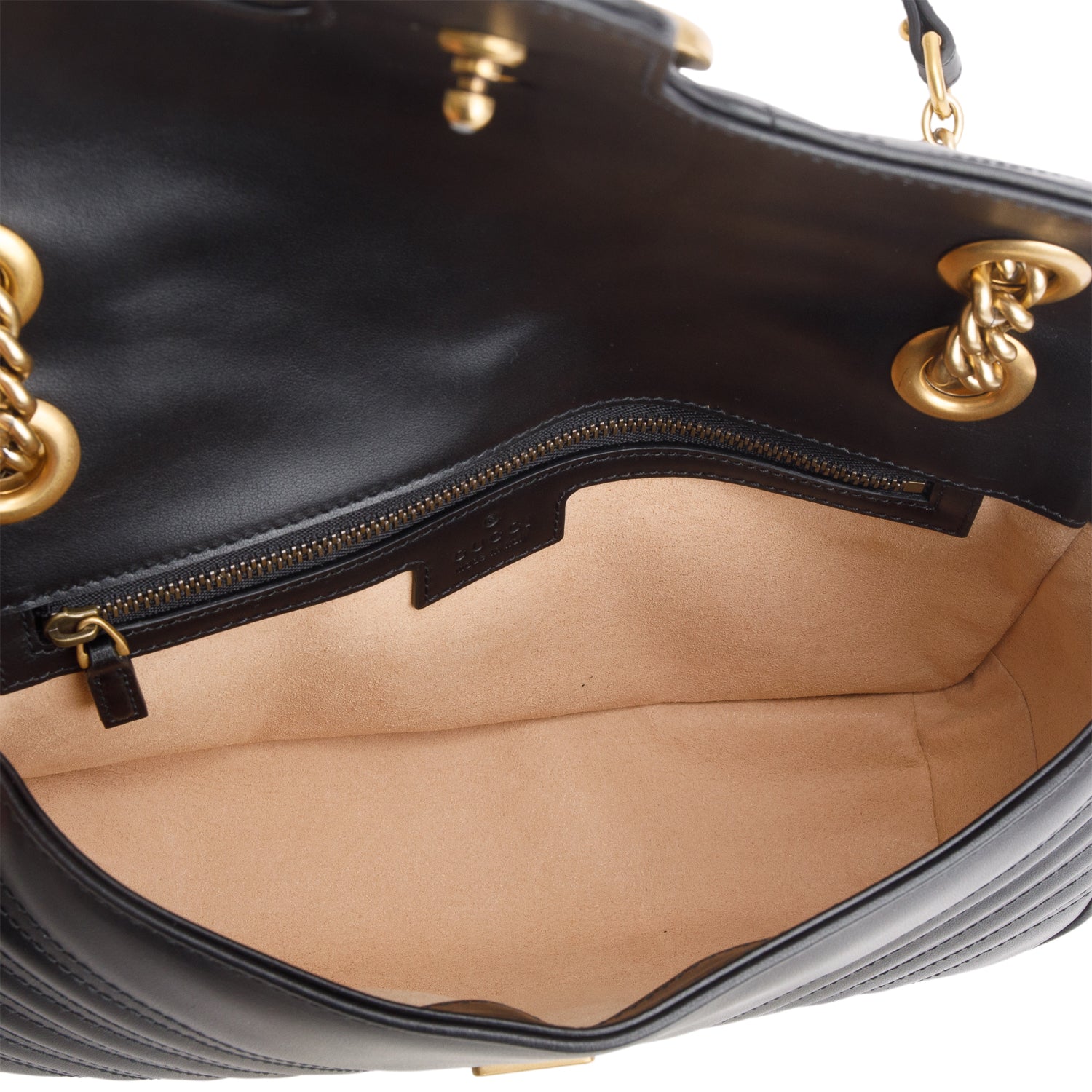 Gucci Black Matelasse Medium GG Marmont Shoulder Bag w/ Box