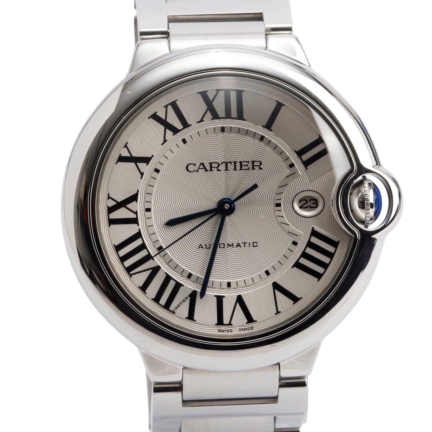 Cartier Stainless Steel Ballon Bleu de Cartier 42 MM Automatic Watch Silver Dial 3001 w/ Box & Papers