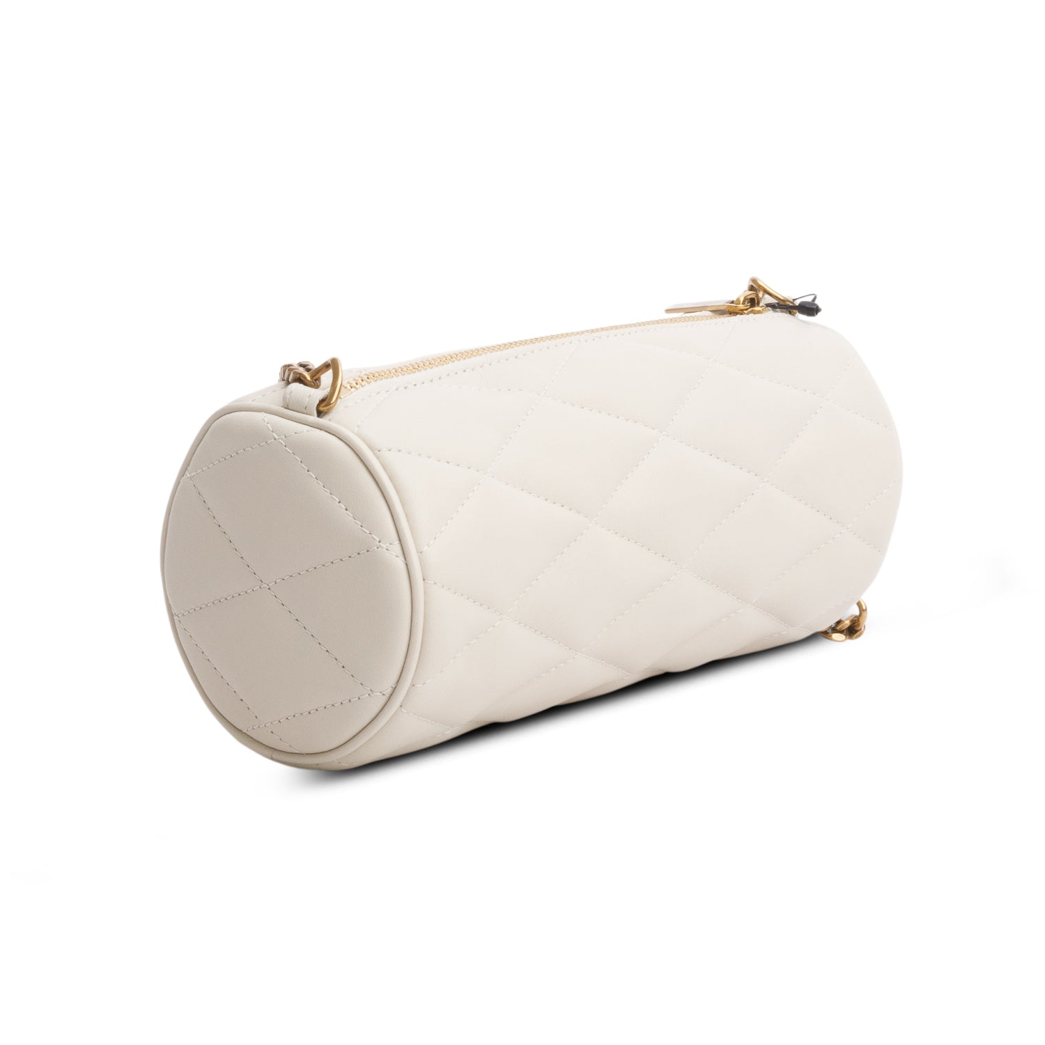 Saint Laurent 2022 Ivory Quilted Lambskin Leather Mini Sade Tube Bag