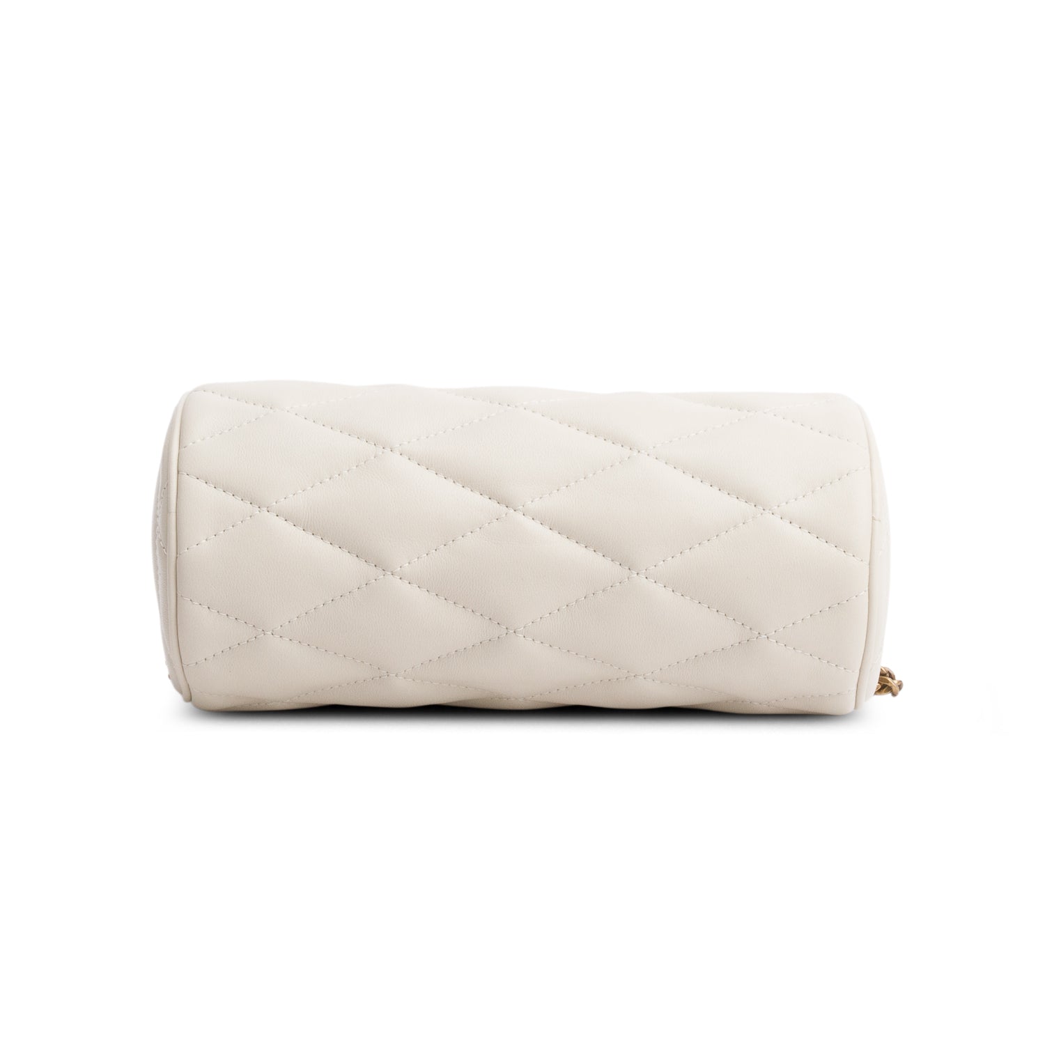 Saint Laurent 2022 Ivory Quilted Lambskin Leather Mini Sade Tube Bag