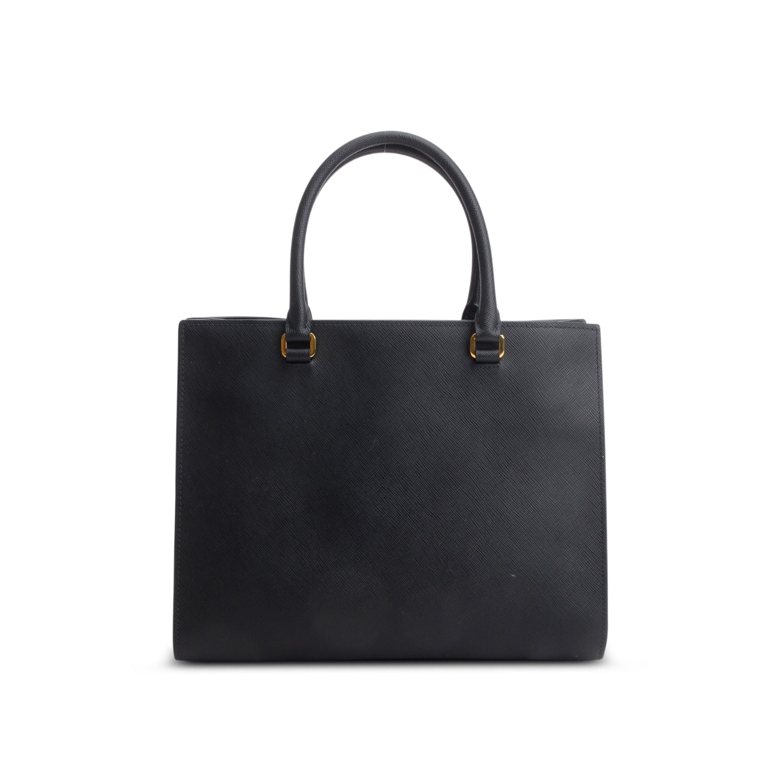 Prada 2022 Black Saffiano Lux Embossed Medium Tote w/ Authenticity Card, Strap & Pouch