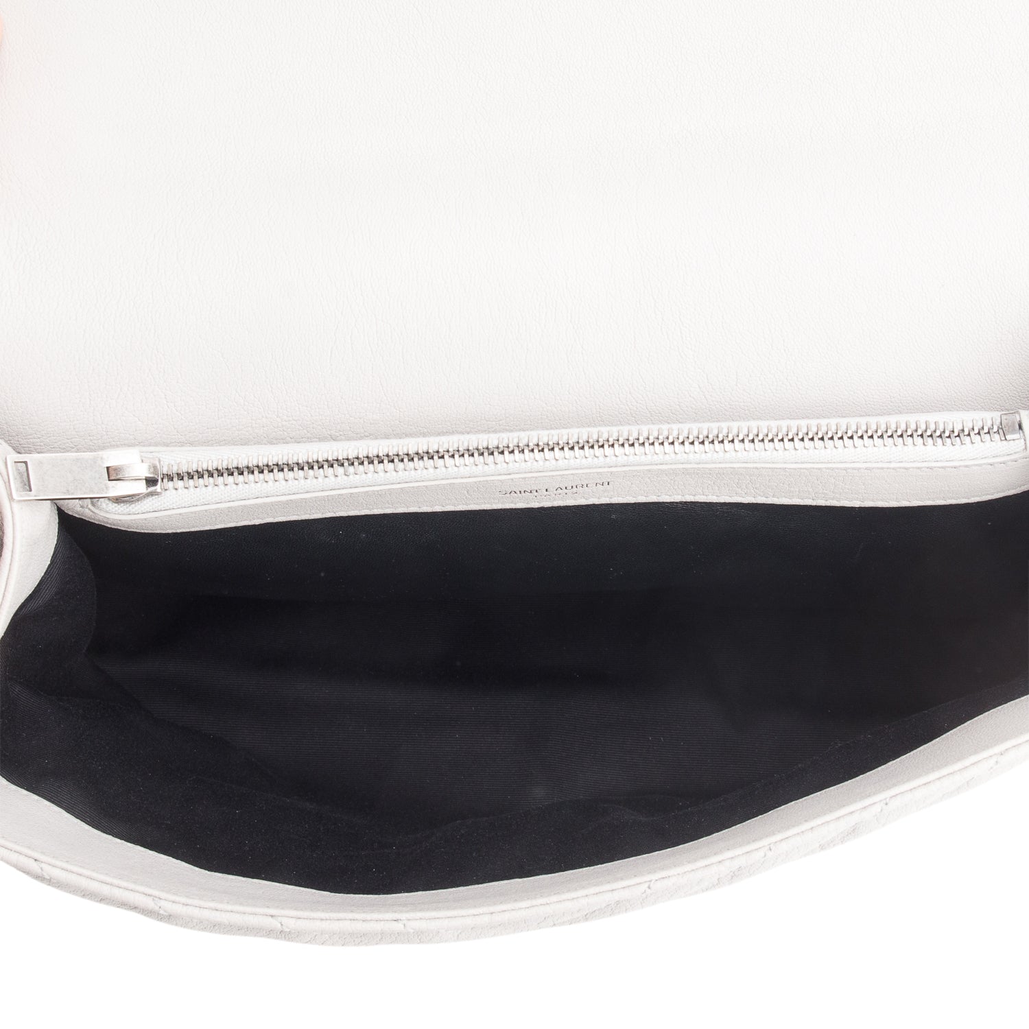 Saint Laurent Grey Sheepskin Matelasse Chevron Monogram Large College Satchel