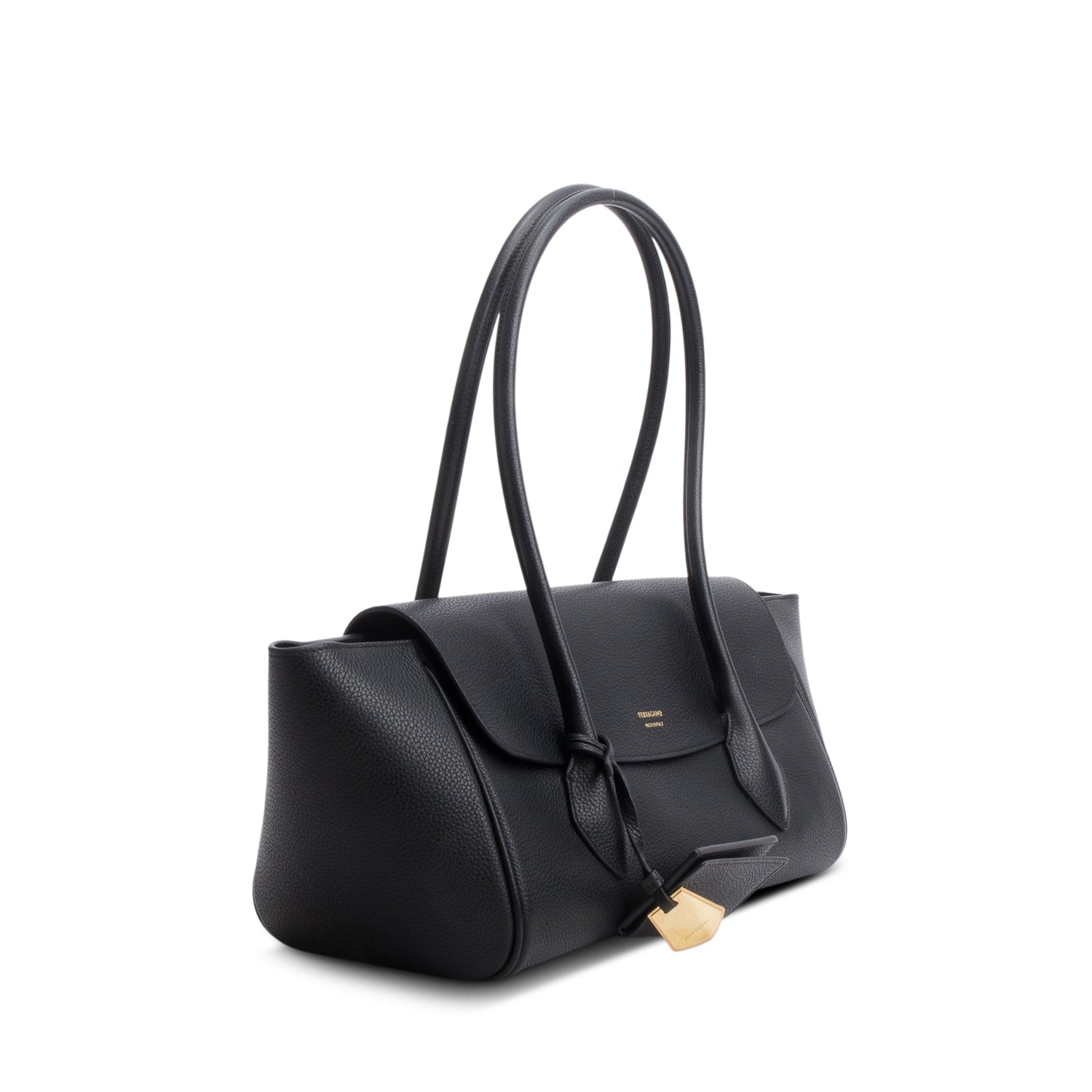 Ferragamo Black Calfskin Small East West Tote