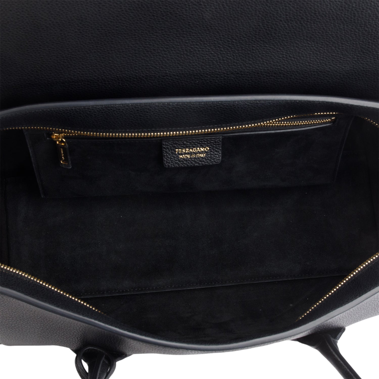 Ferragamo Black Calfskin Small East West Tote