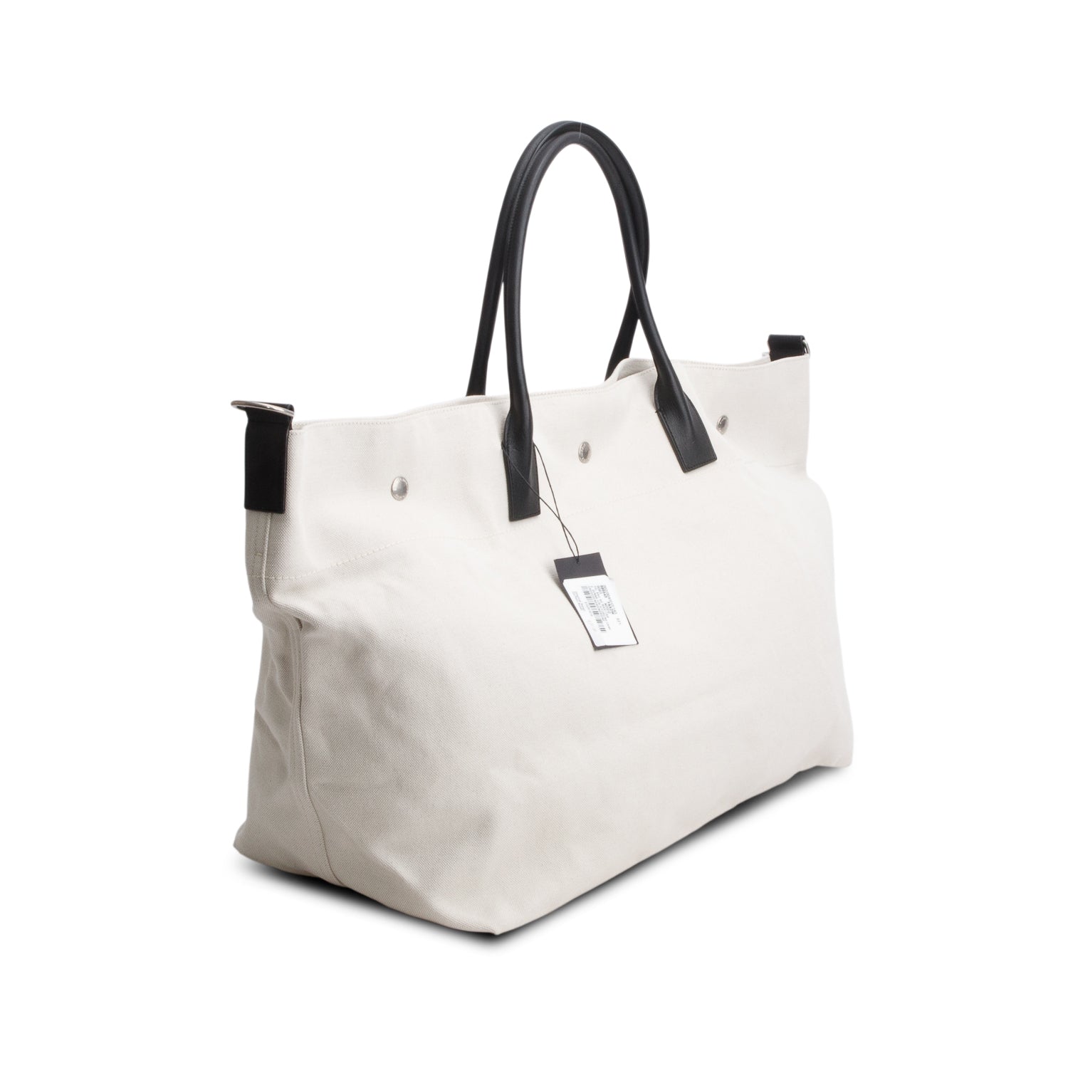Saint Laurent 2022 Beige Linen Calfskin Rive Gauche Maxi Tote w/ Strap