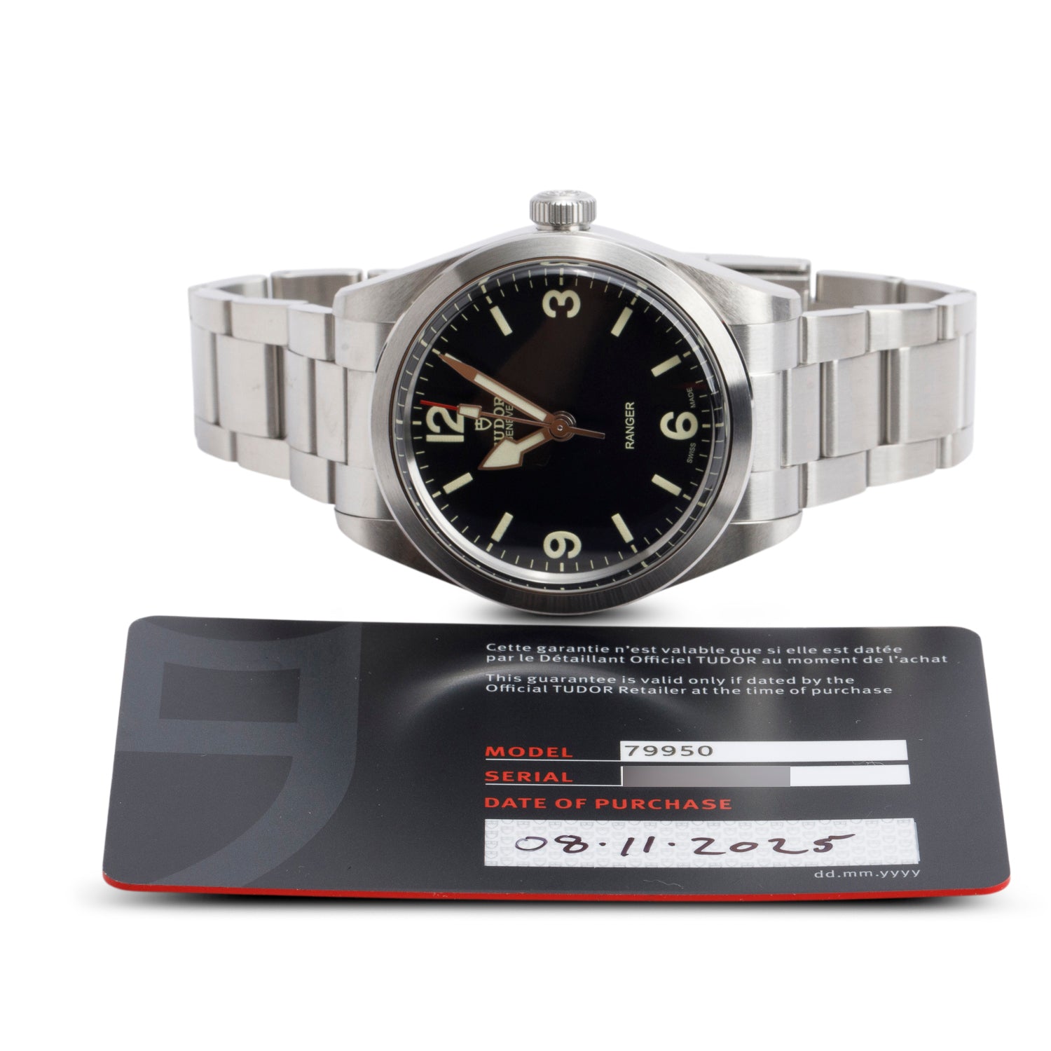 Tudor 2025 Stainless Steel Ranger 39 MM Automatic Watch Black Dial 79950 w/ Box & Papers