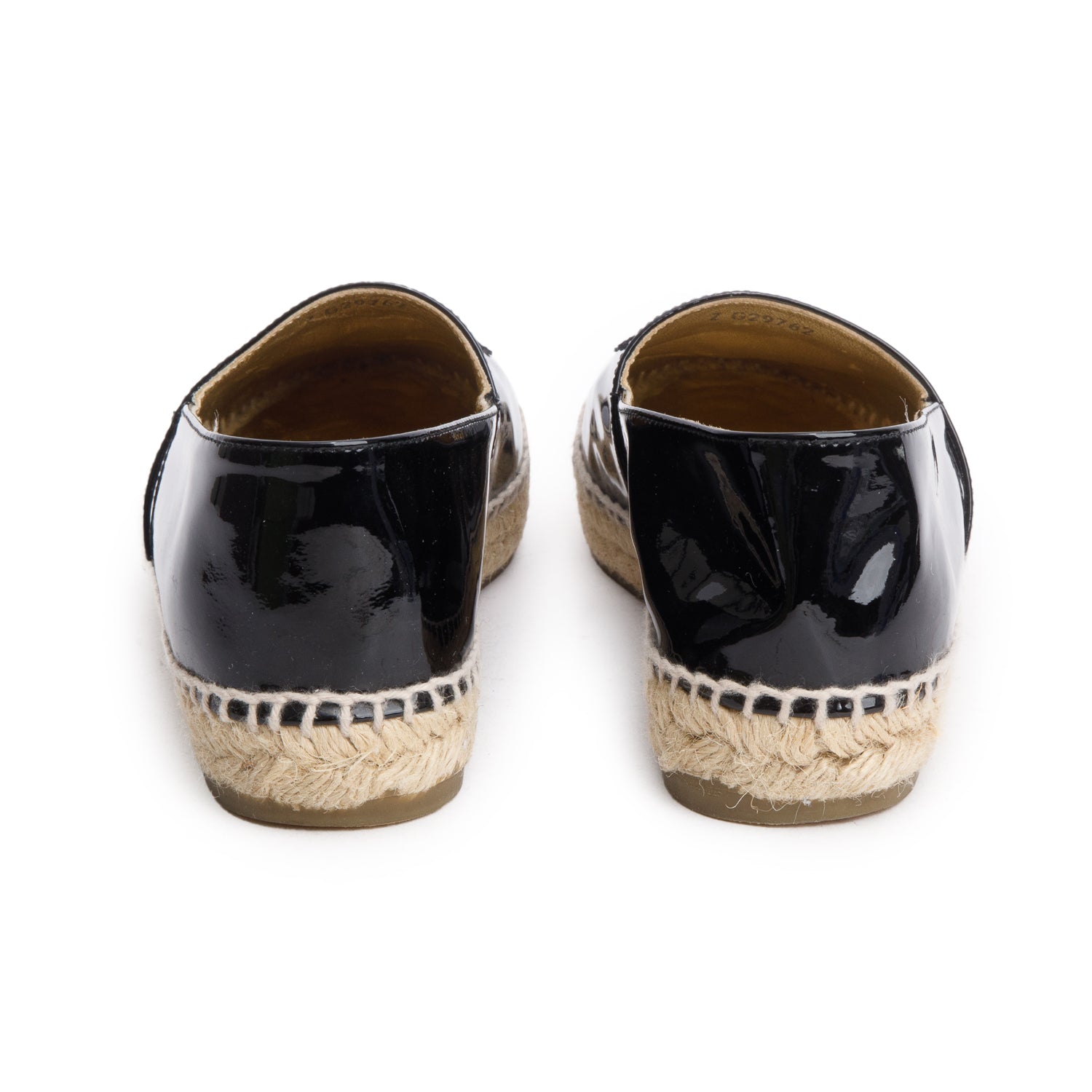 Chanel Black Patent Leather CC Espadrilles, Women's Size 37 w/ Box