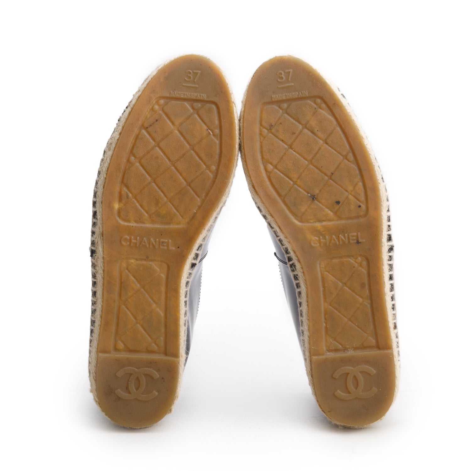 Chanel Black Patent Leather CC Espadrilles, Women's Size 37 w/ Box