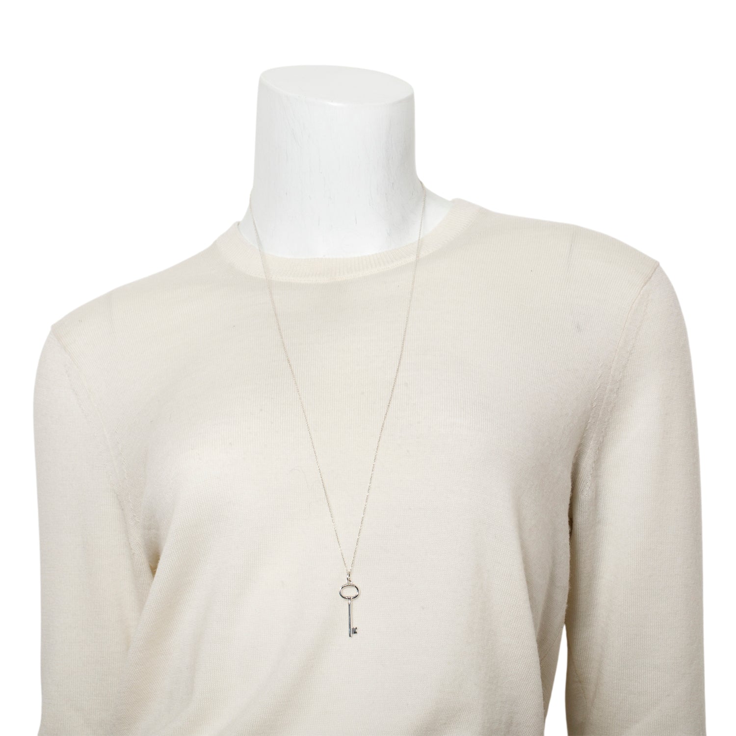 Tiffany & Co. Sterling Silver Small Oval Key Pendant Necklace