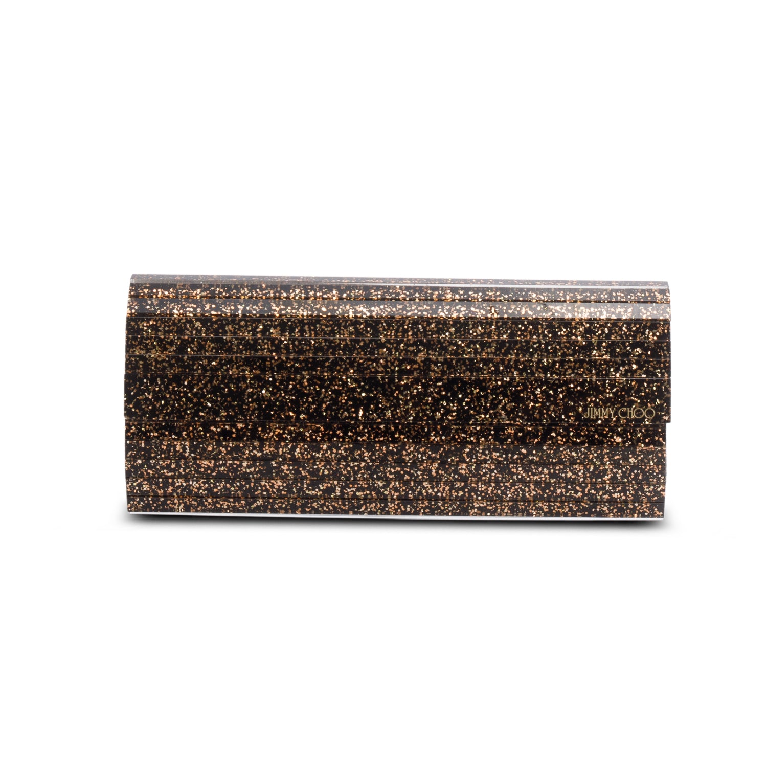 Jimmy Choo Black Acrylic Glitter Sweetie Clutch w/ Box & Chain