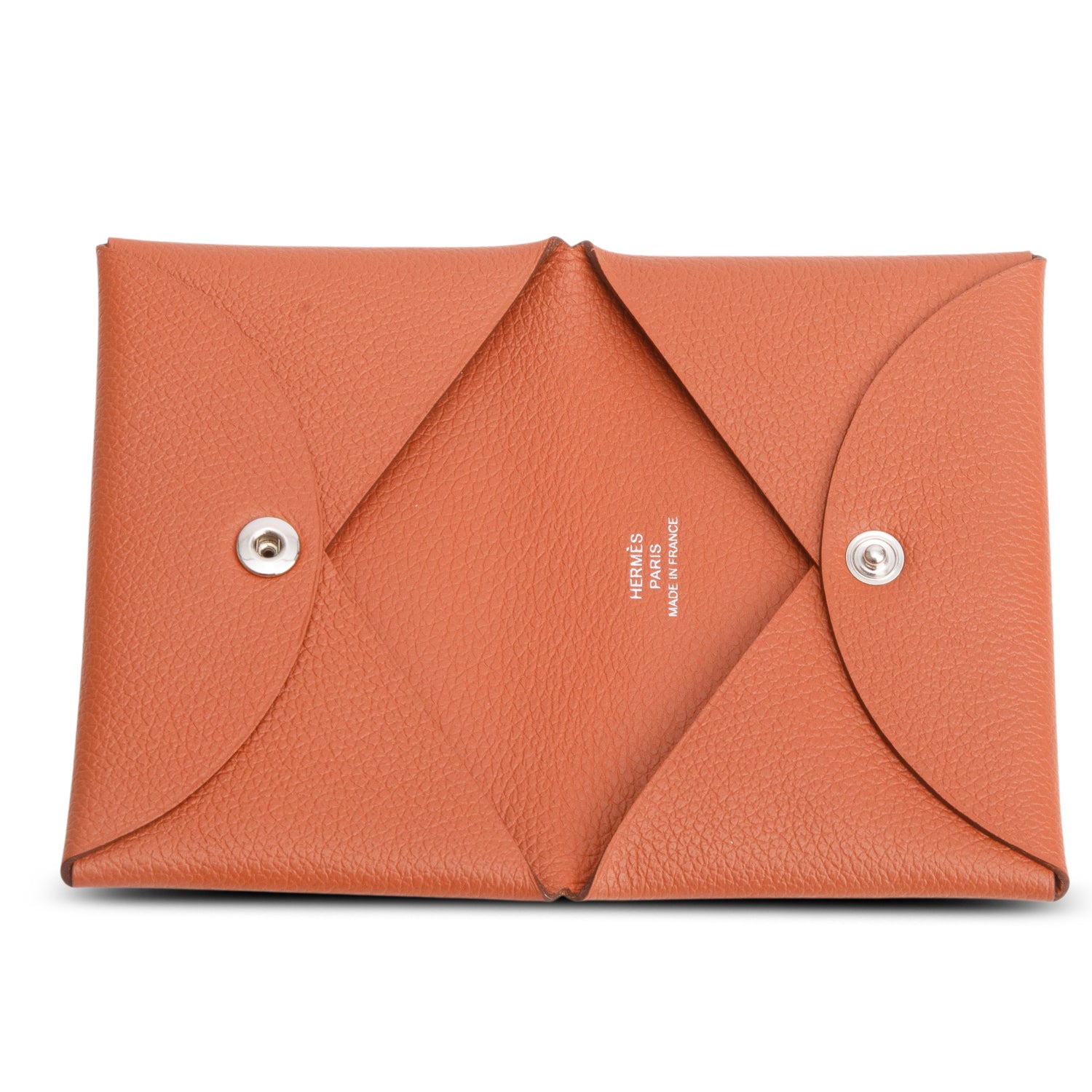 Hermes 2022 Cuivre Mysore Goatskin Calvi Duo Compact Verso Card Holder w/ Box