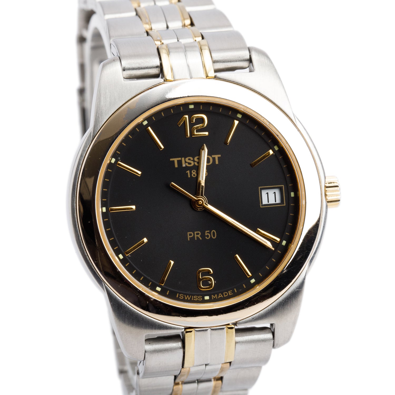 Tissot Two-Tone Stainless Steel PR50 36 MM Quartz Watch Black Dial