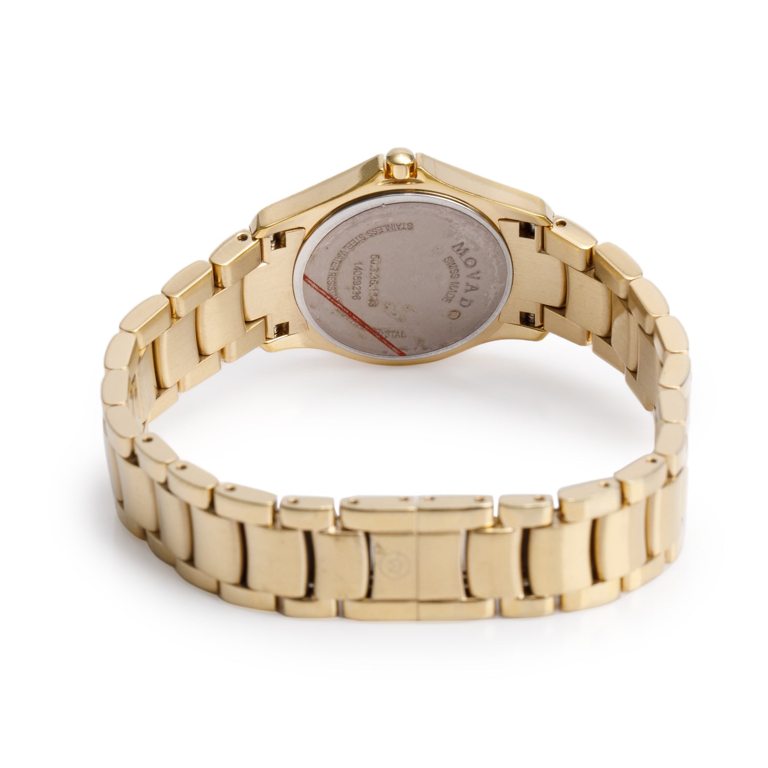 Movado Gold-Plated Stainless Steel Masion 26 MM Quartz Watch Black Diamond Dial w/ Box