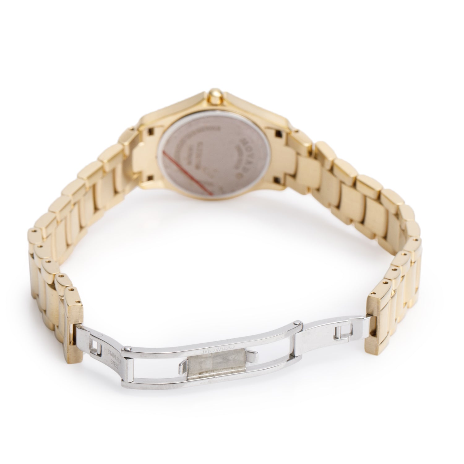 Movado Gold-Plated Stainless Steel Masion 26 MM Quartz Watch Black Diamond Dial w/ Box